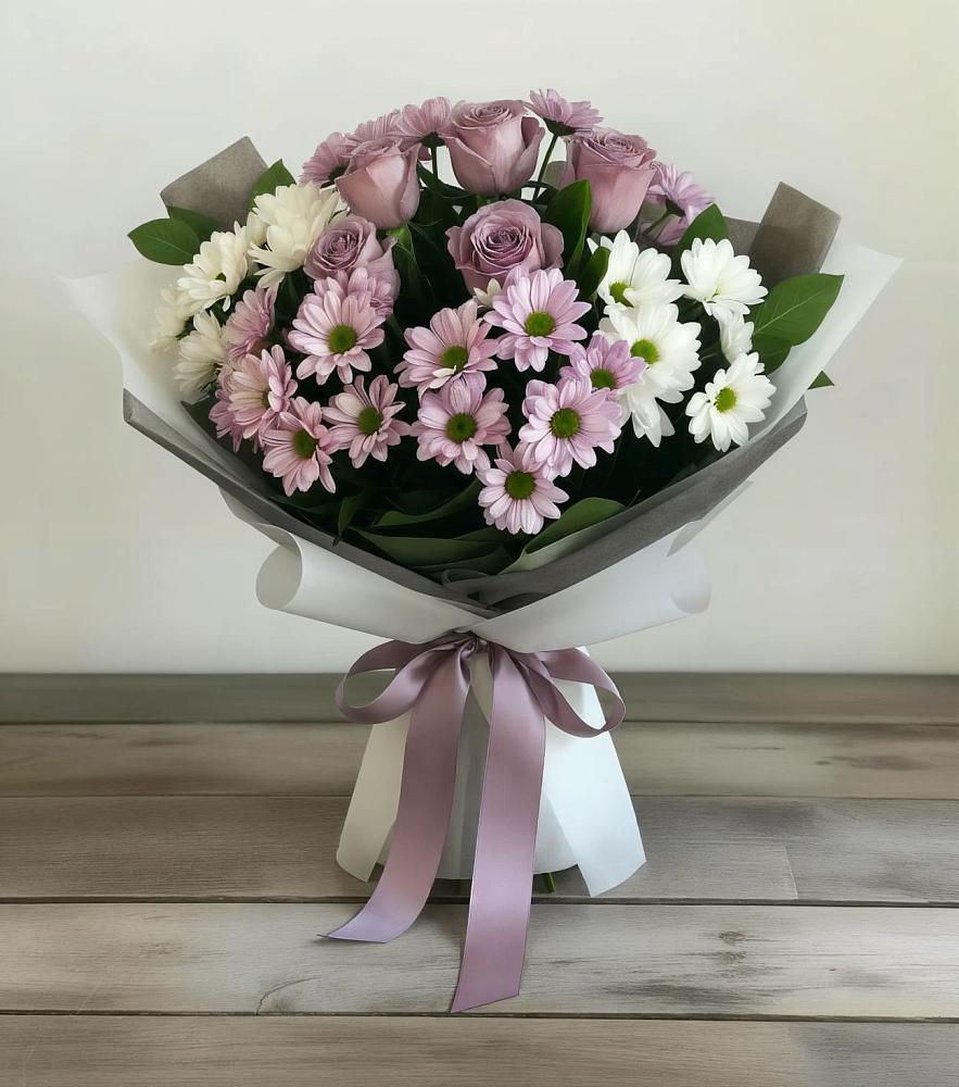 Букет цветов из: Хризантемы и Розы в Искре Курской области