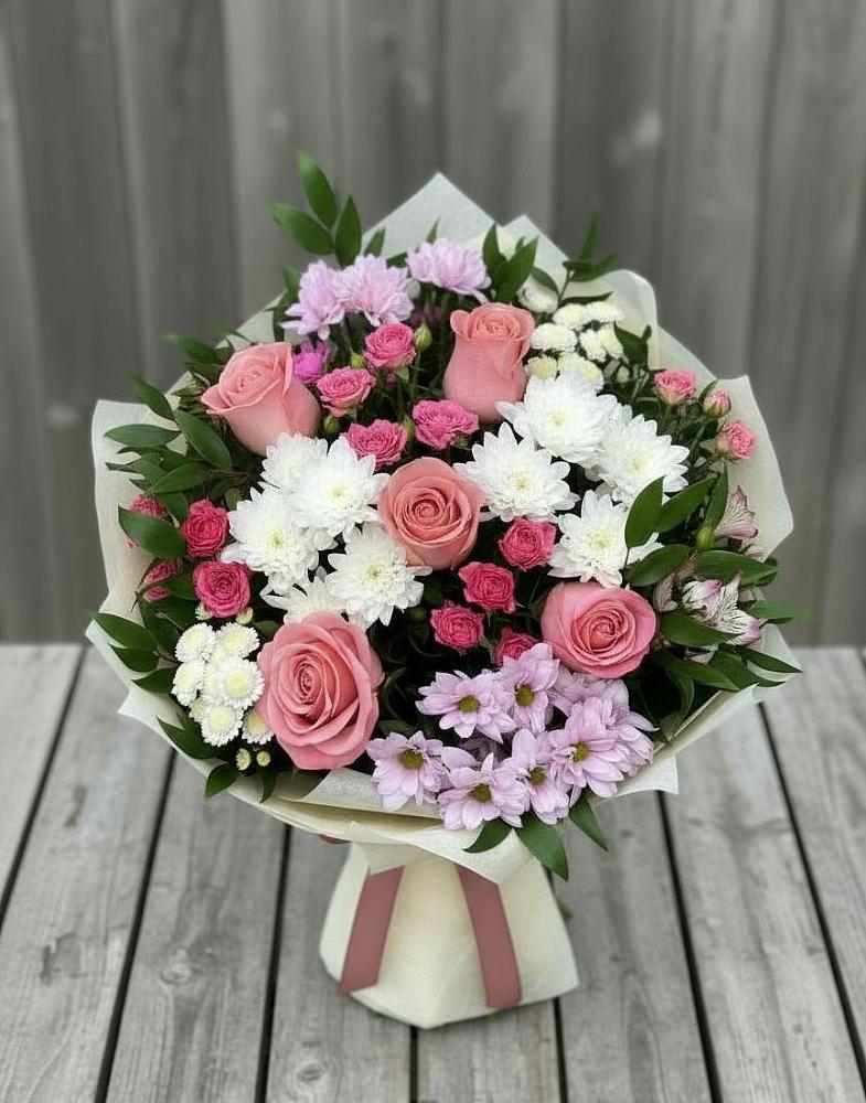 Букет цветов из: Альстромерии, Гвоздики, Розы и Хризантемы в Искре Курской области