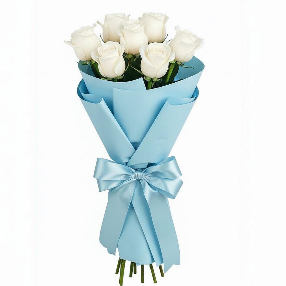 Букет 7 белых роз Проуд в Искре Курской области