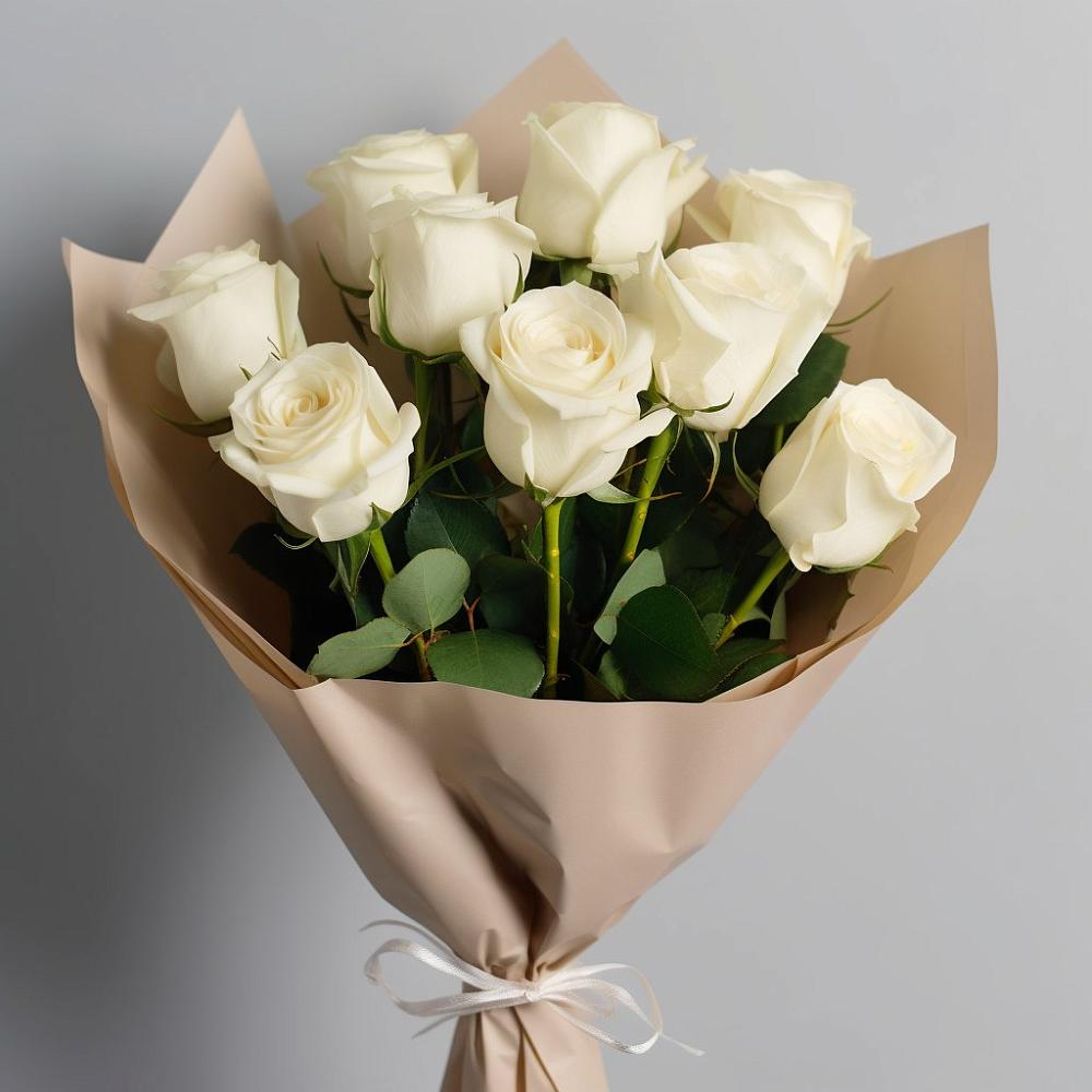Букет 9 Белых роз Эдлесс Лав в Искре Курской области