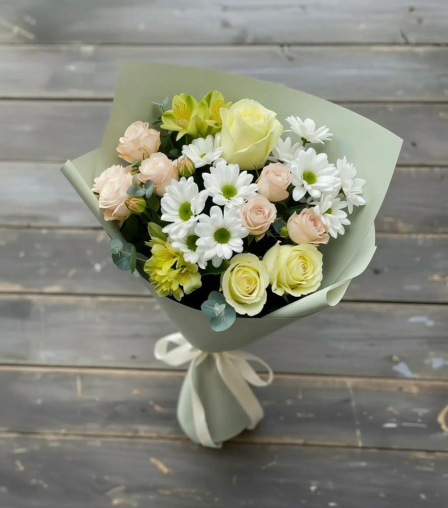 Букет цветов из: Альстромерии, Розы и Хризантемы в Искре Курской области