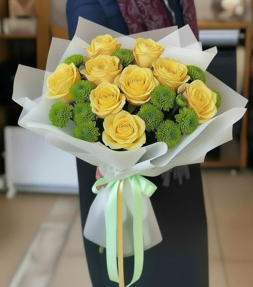 Букет цветов из: Хризантемы и Розы в Искре Курской области