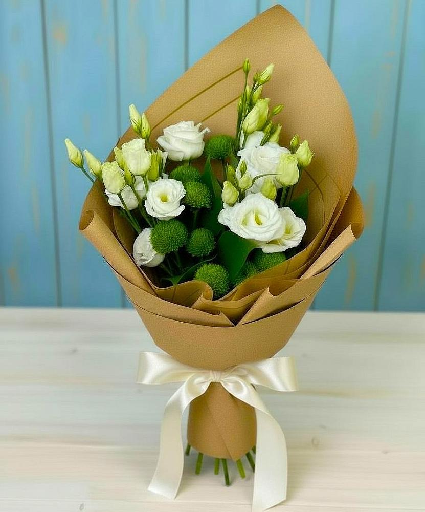 Букет цветов из: Хризантемы и Лизиантусы в Искре Курской области