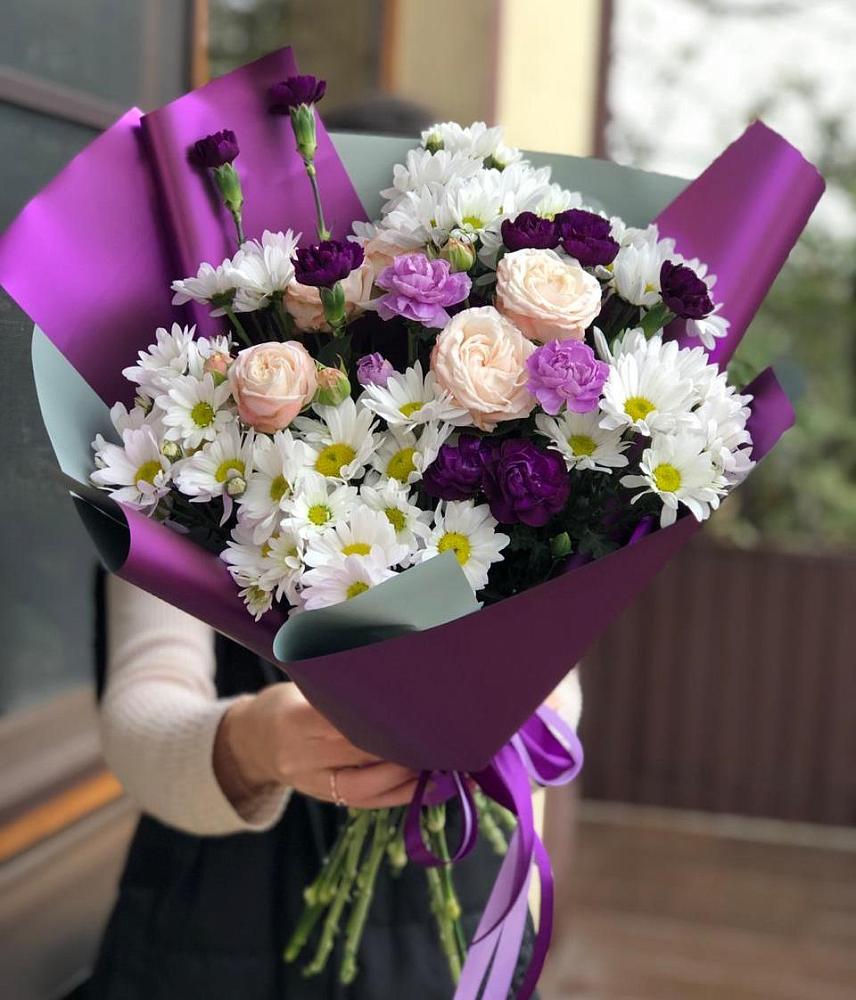 Букет цветов из: Хризантемы, Гвоздики и Розы в Искре Курской области