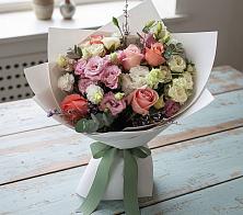 Букет цветов из:  Розы, Лизиантусы и Гвоздики в Искре Курской области