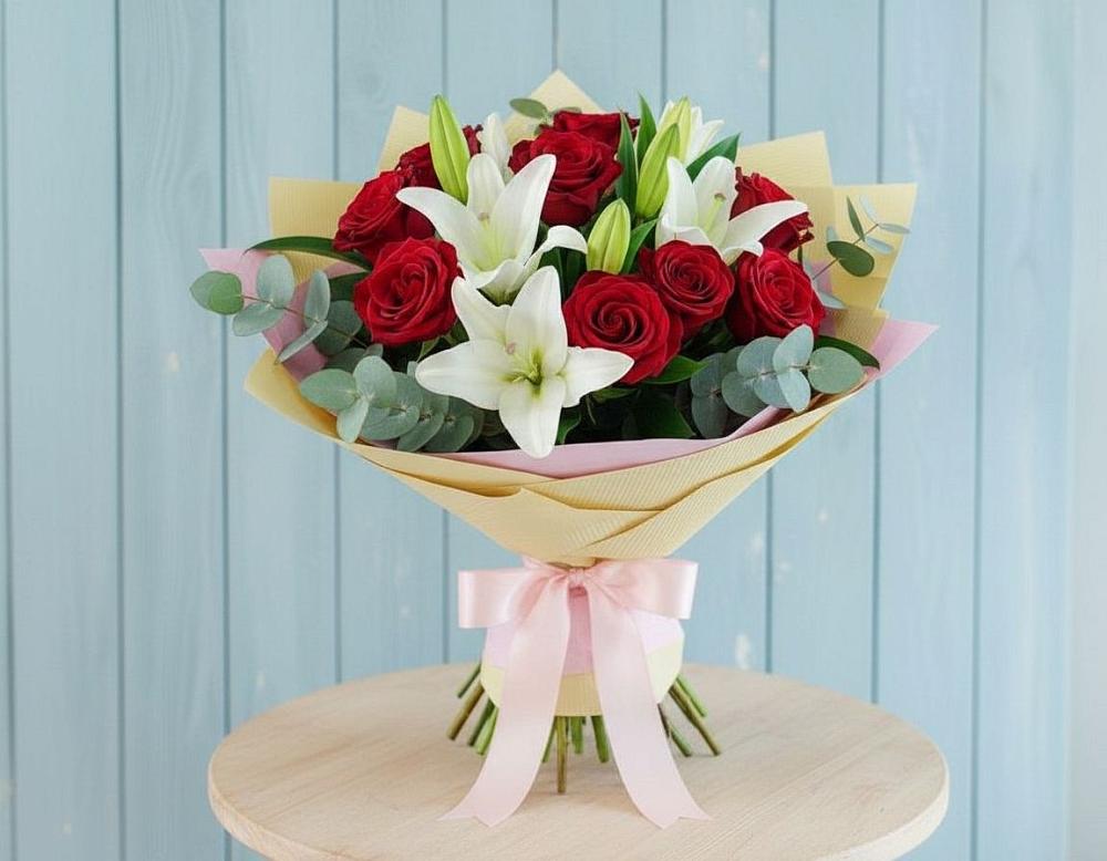 Букет цветов из: Лилии и Розы в Искре Курской области